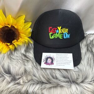 Black Trucker Hat with Colorful Embroidery